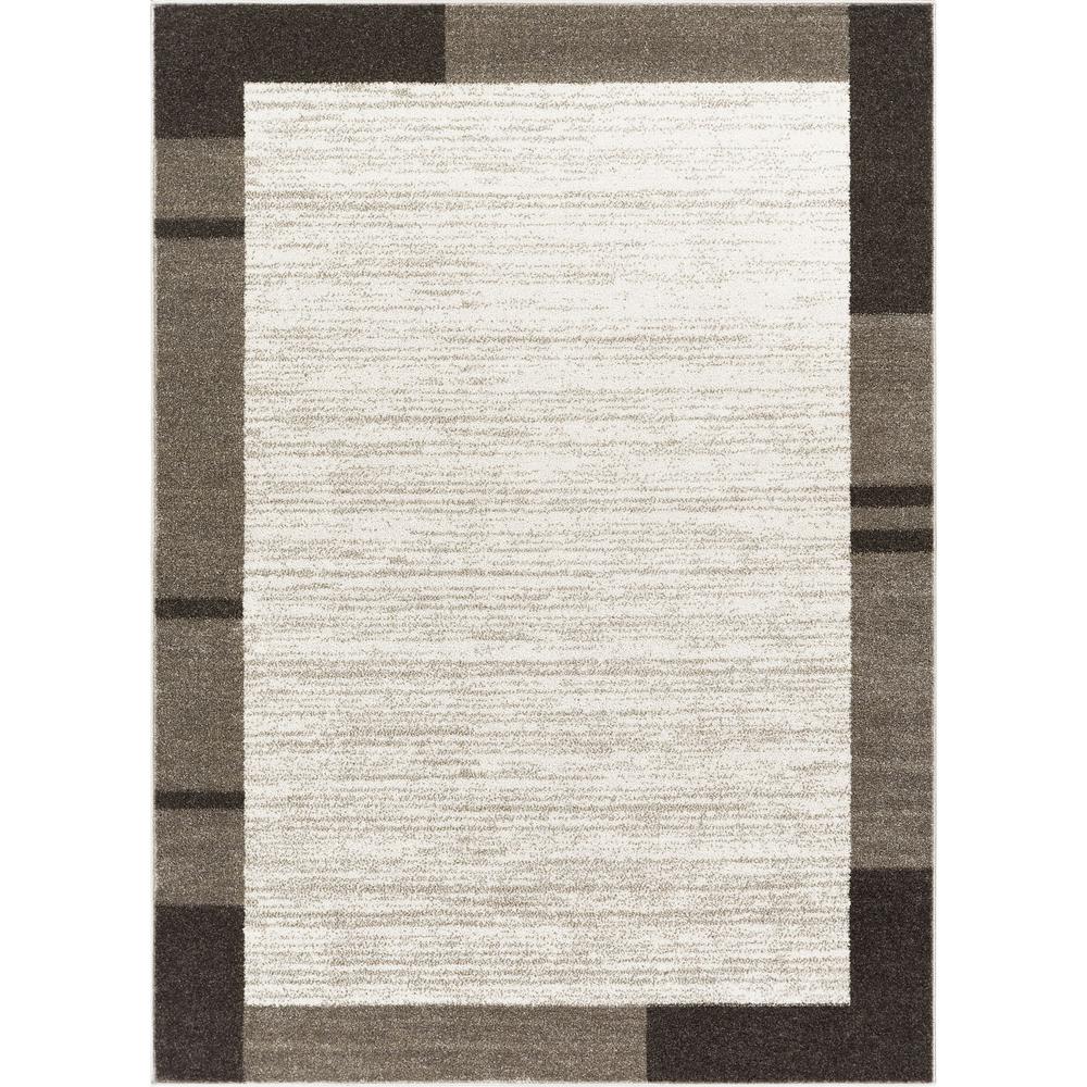 Serenity Contessa Ivory Modern Solid Border 3 Ft 11 In X 5 Area Rug