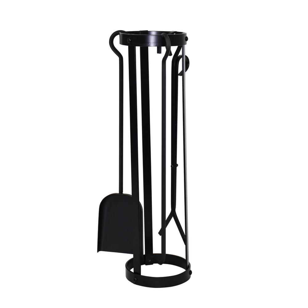 Enclume Round 3 Piece Indoor Outdoor Fireplace Tool Set In Black