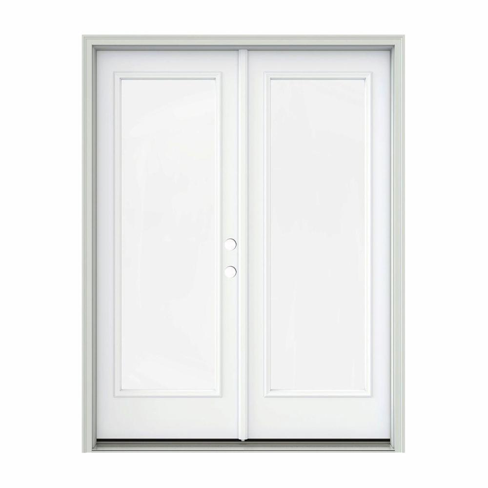 JELDWEN 60 in. x 80 in. White Painted Steel LeftHand Inswing Full