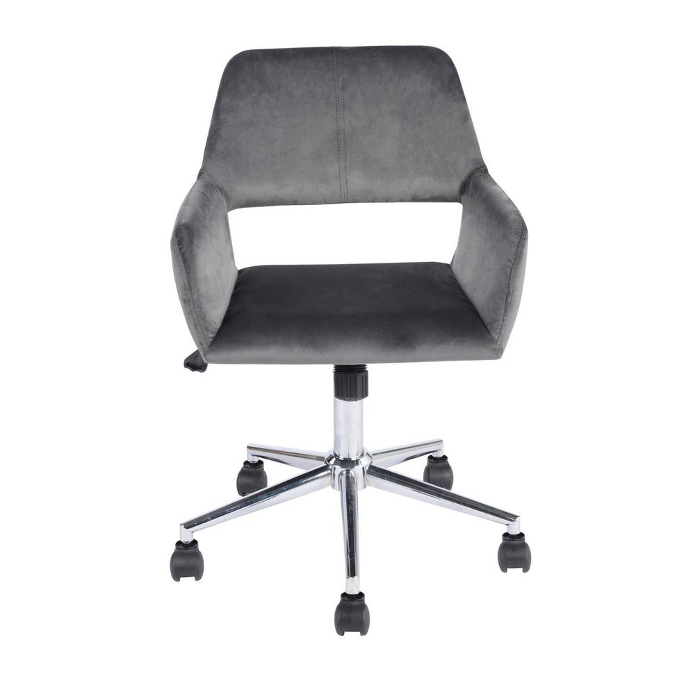 FurnitureR Ross Grey Velvet Home Task ChairRoss Chrome Velvet Grey