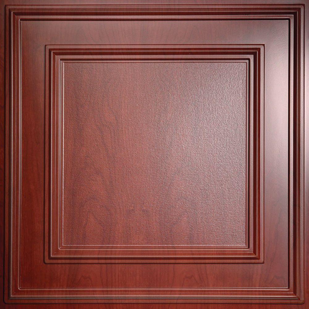 Ceilume Cambridge Faux Wood Cherry 2 Ft X 2 Ft Lay In Or Glue Up Ceiling Panel Case Of 6