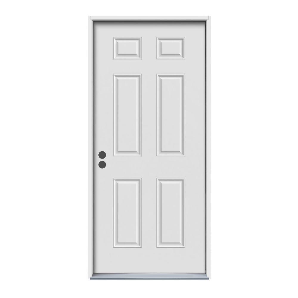 Masonite 36 in. x 80 in. 6-Panel Right-Hand Inswing Primed Steel ...