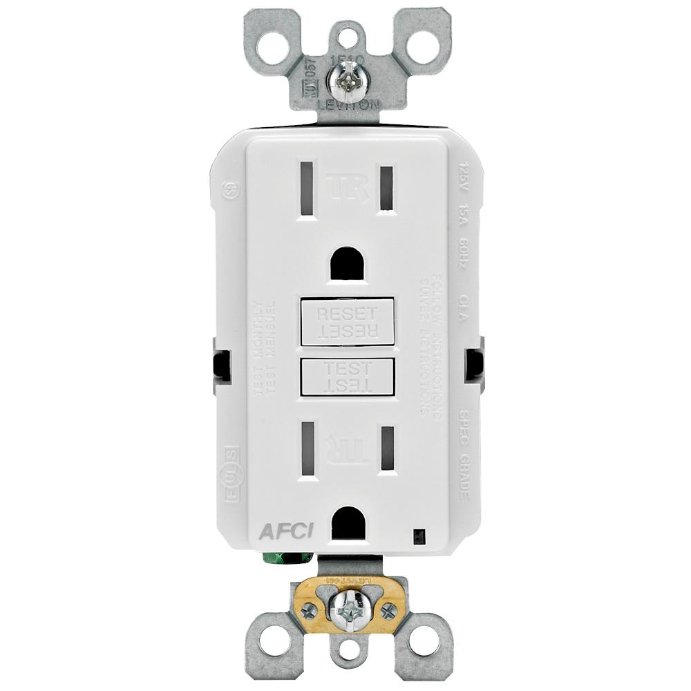 Leviton 15 Amp Tamper Resistant AFCI Outlet, WhiteR12AFTR10KW The