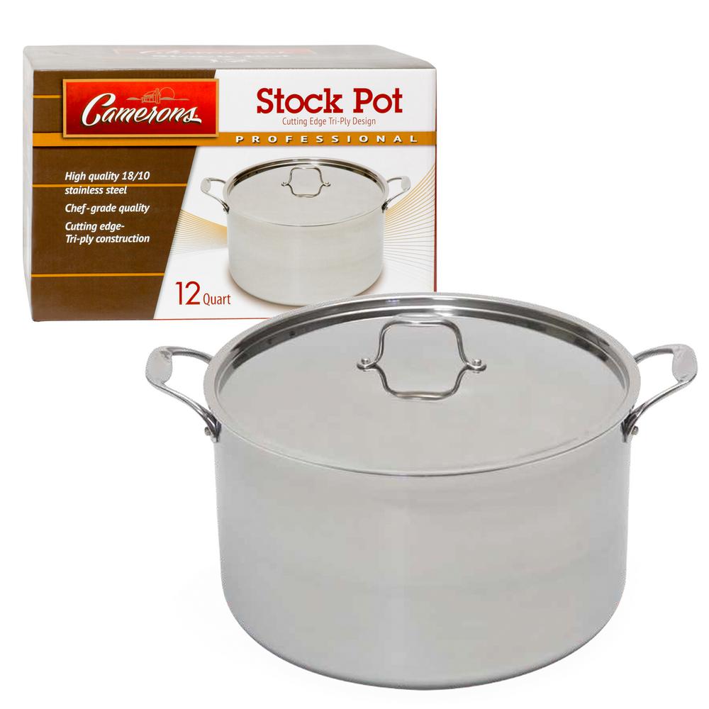 Photo 1 of 12 Qt. Full Tri-ply Body Professional Grade Stainless Steel Stock Pot