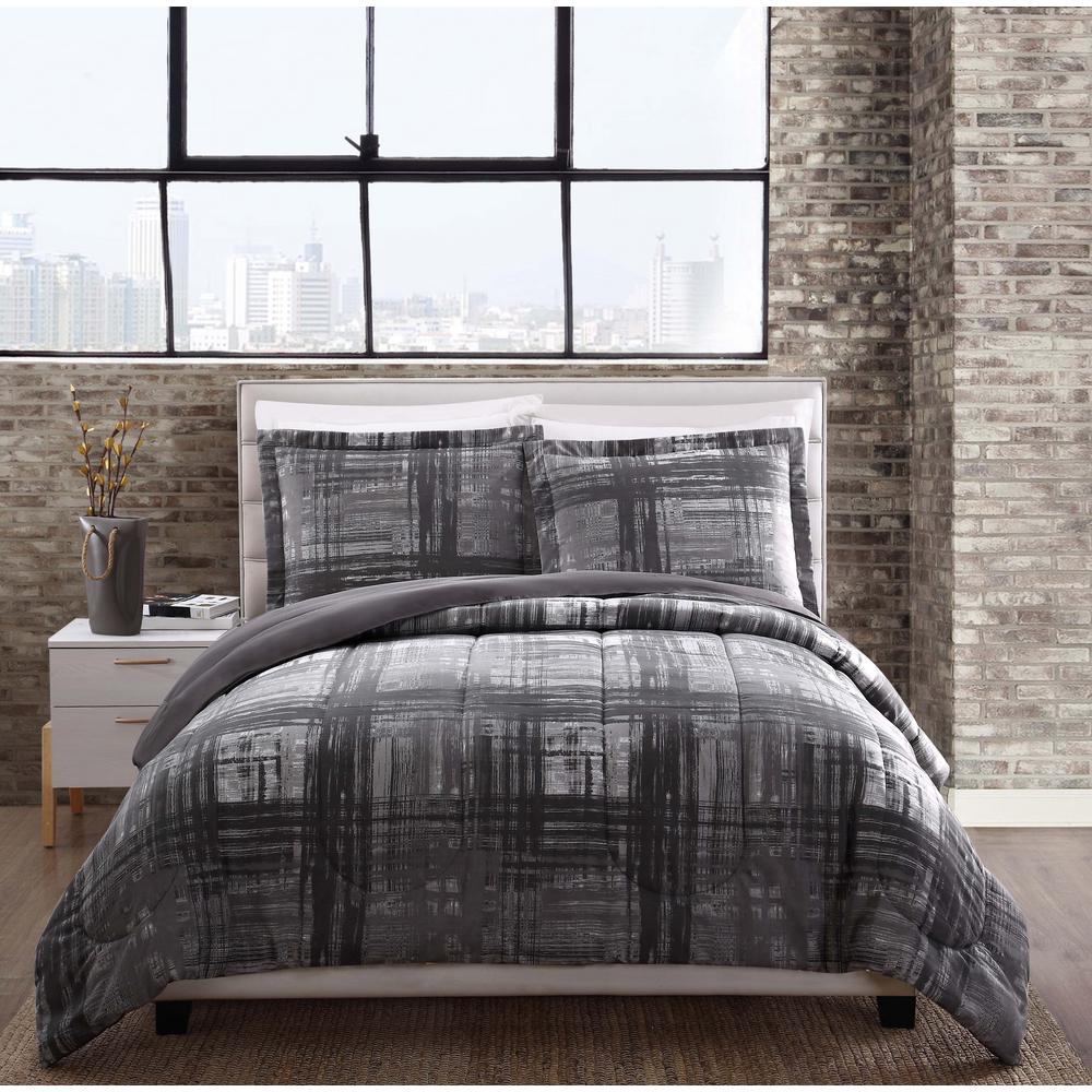 Style 212 Camden Plaid Gray King Comforter SetCS1716KG1500 The Home Depot
