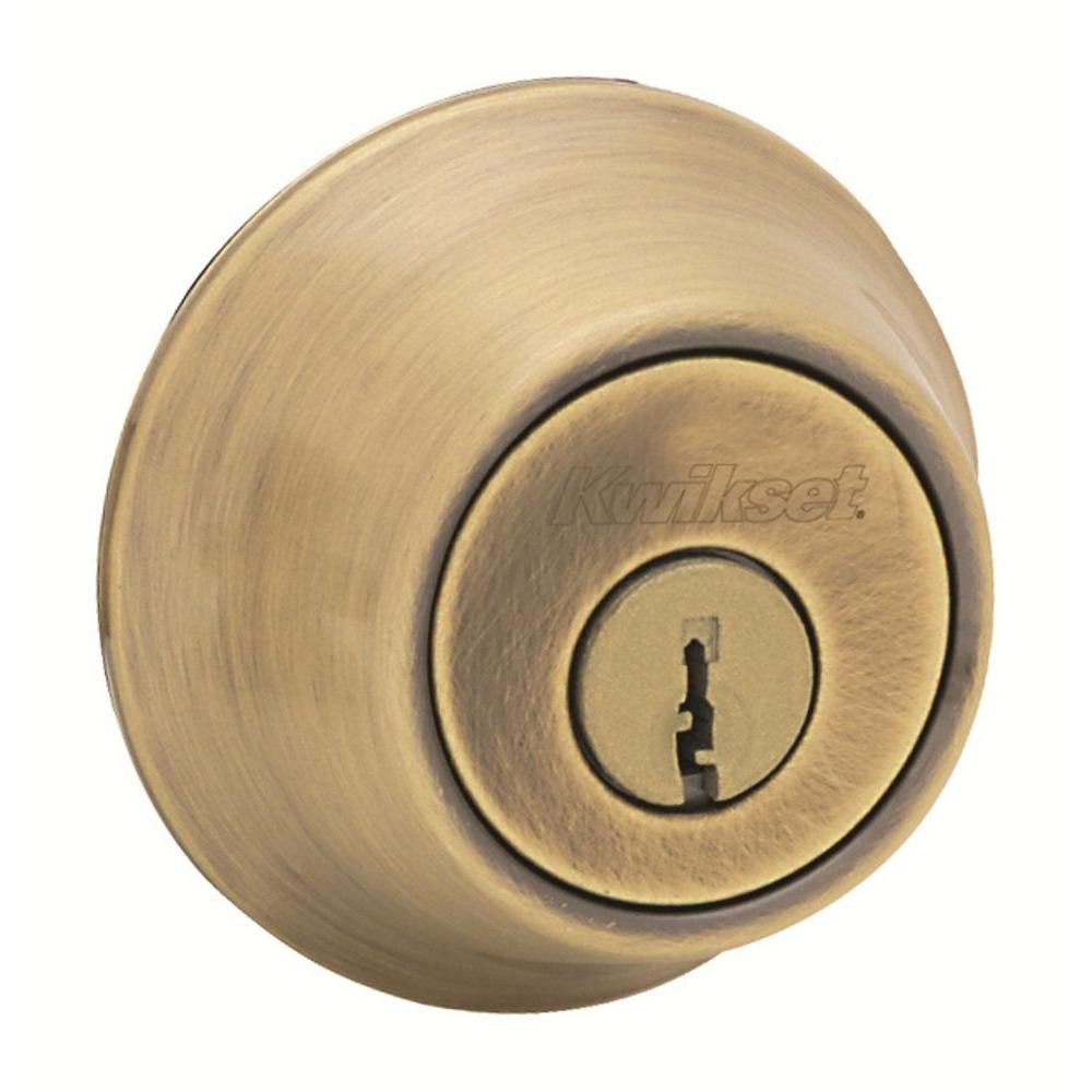 Kwikset 665 Series Antique Brass Double Cylinder Deadbolt 665 5 Rcal Rcs The Home Depot