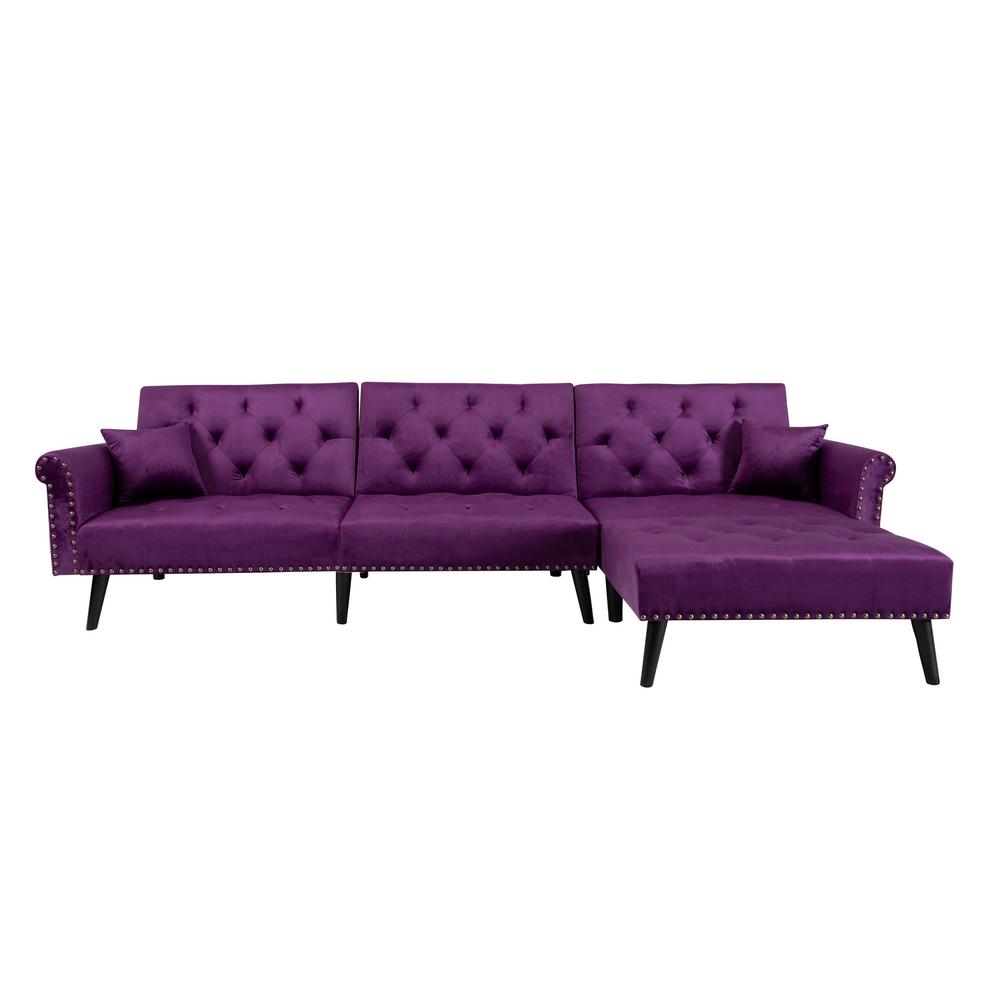 Boyel Living Glorious Purple L Shape Reversiable Futon Sectional L Shape Reversiable Futon Sectional