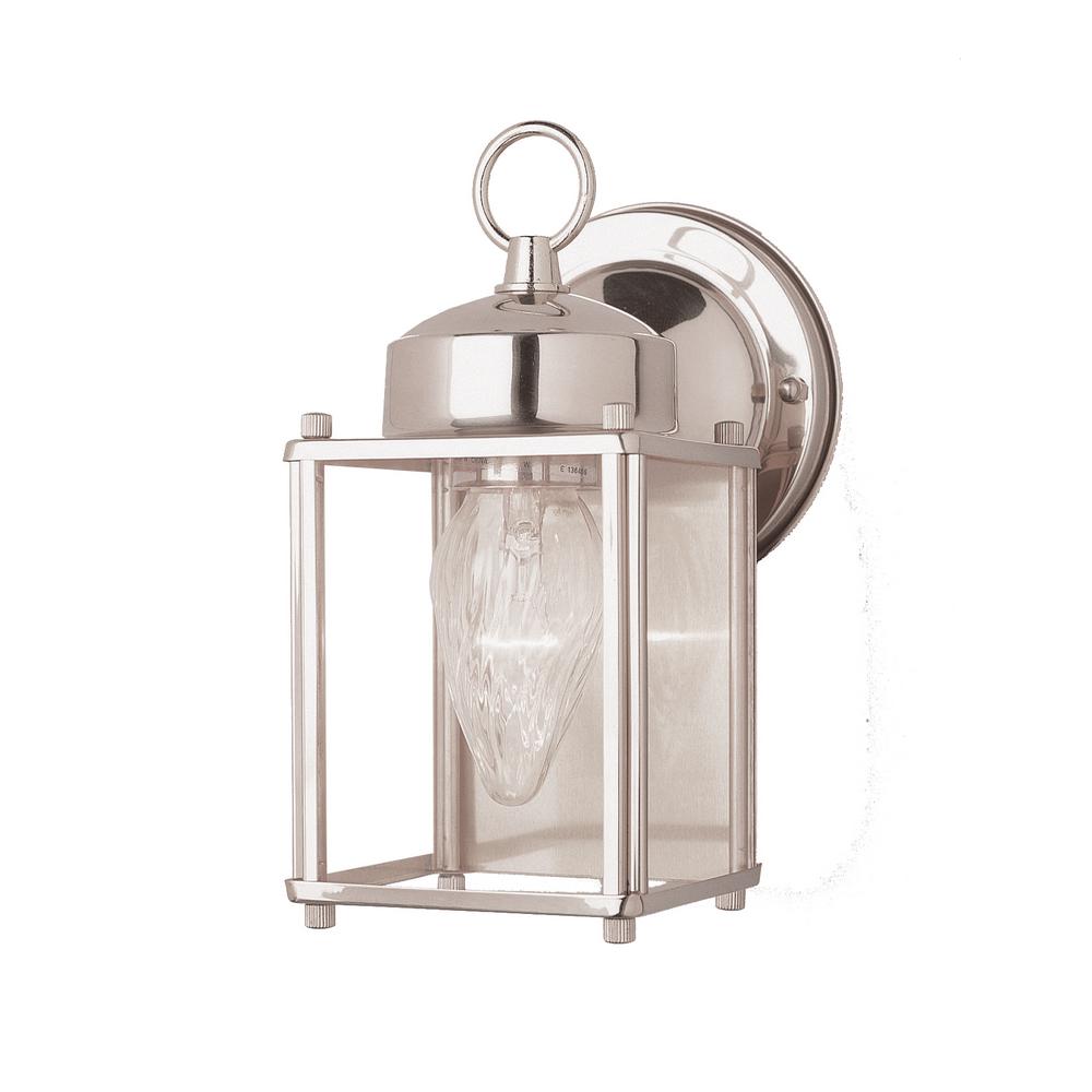 Hampton Bay 1 Light Brushed Nickel Outdoor Cottage Lantern Boa1691h Century 1 Light Brushed Nickel Outdoor Wall Mount Lantern