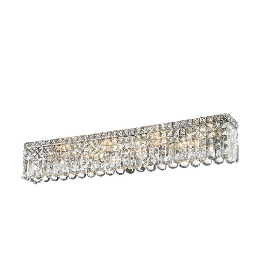 Worldwide Lighting Cascade 8 Light Chrome Vanity With Clear Crystal Worldwide Lighting Cascade 8 Light Chrome Vanity With Clear Crystal