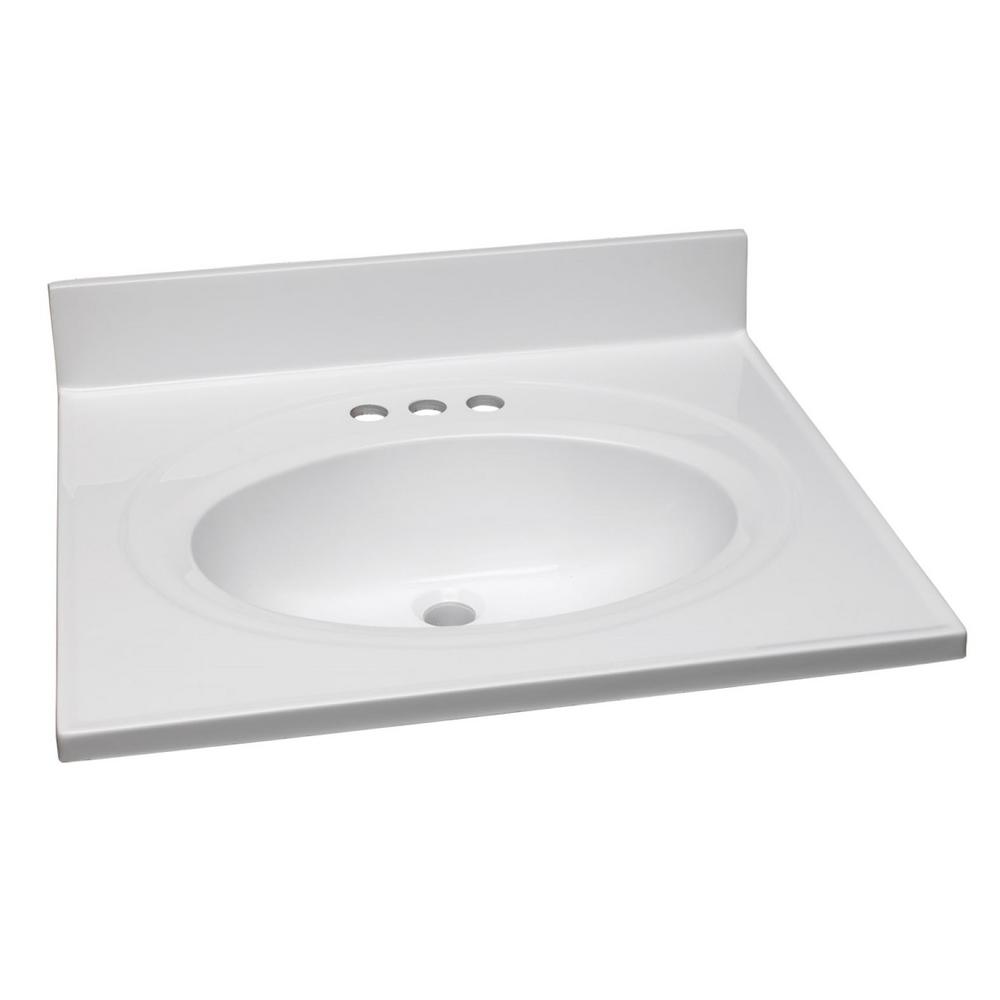 Design House 552026 Solid White Cultured Marble Vanity Top - 25 x 22 in.