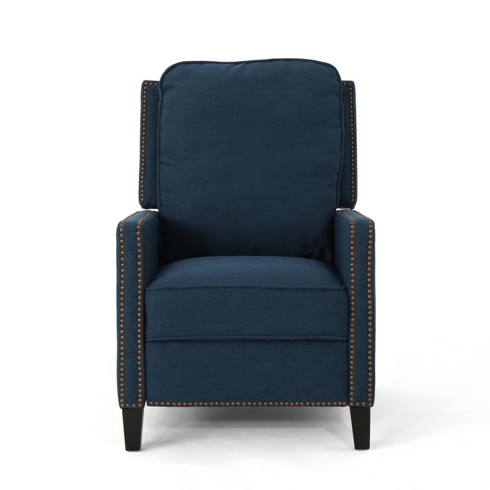 Noble House Cecelia Traditional Navy Blue Fabric Push Back Recliner ...