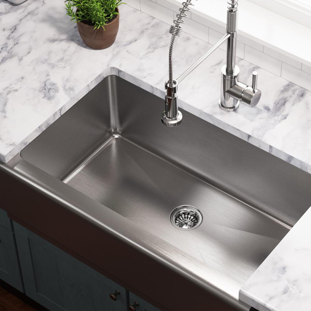 Mr Direct Farmhouse A Front Stainless Steel 33 In Single Bowl Kitchen Sink