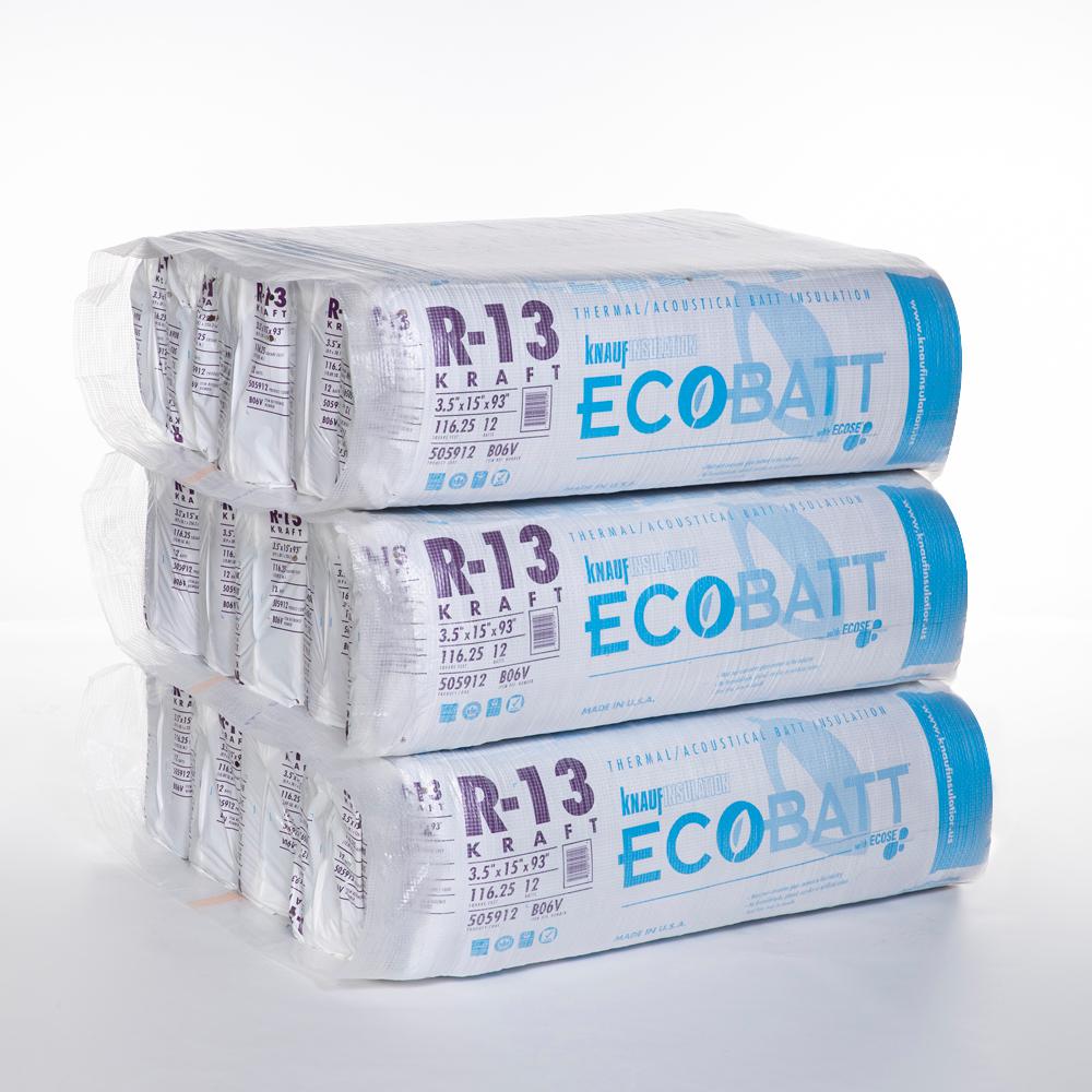 Knauf Insulation R-13 EcoBatt Kraft Faced Fiberglass Insulation Batt 15 in. x 93 in. x 3-1/2 in. (15-Bags)