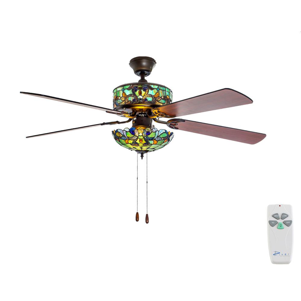 River Of Goods 52 In Indoor Teal Ceiling Fan With Light Kit And Remote Control