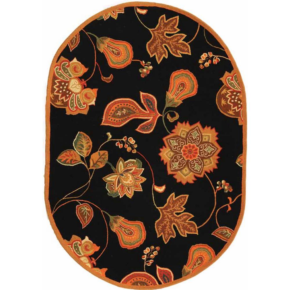 Safavieh Chelsea Black/Orange 5 ft. x 7 ft. Oval Area RugHK209C5OV