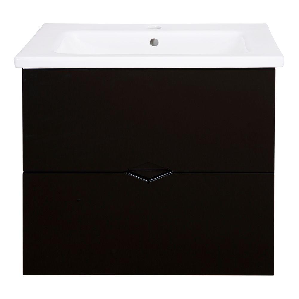 Clearance Vanities With Tops Bathroom The Home Depot Vanity In Gloss Black With Vitreous China Top White