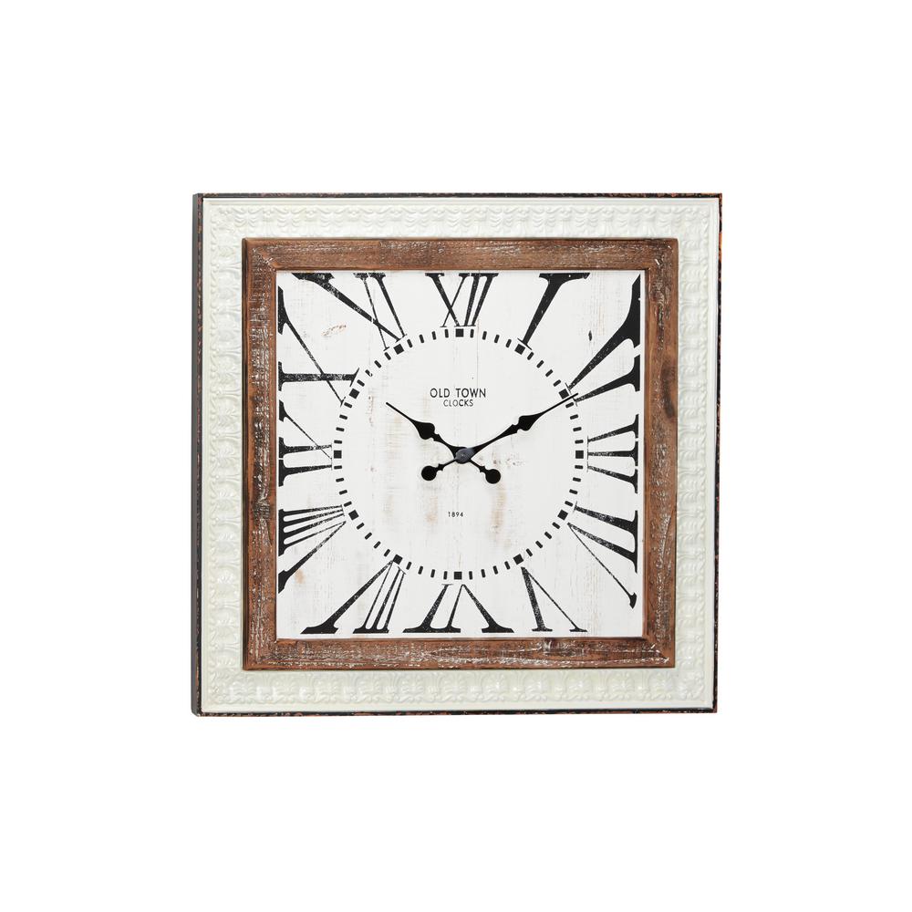Litton Lane Extra Large Square Metal Textured Pattern Wall Clock With