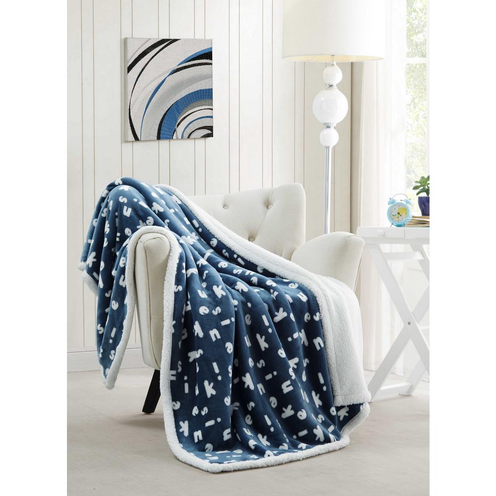 Kensie Mika Light Blue Throw Blanket-MIDLB=6 /11353 - The Home Depot