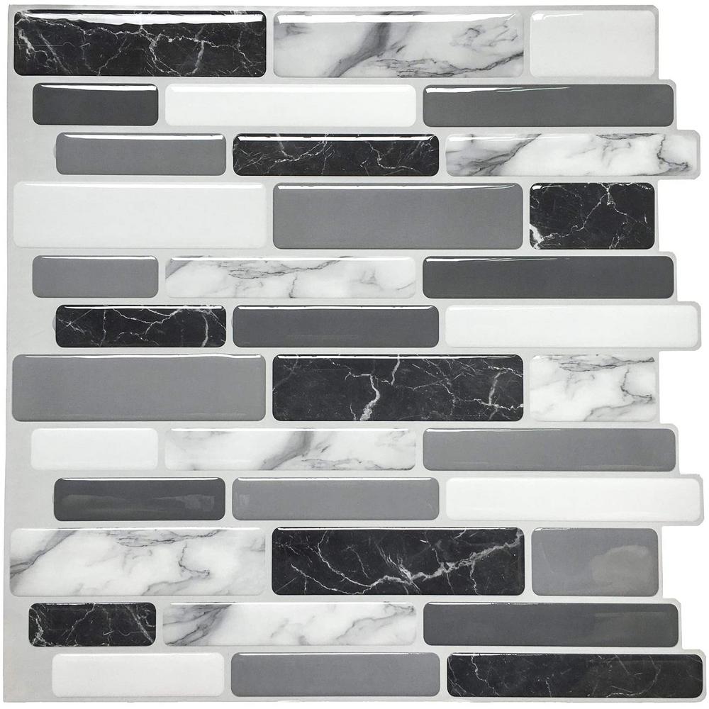 Art3d 12 In X 12 In Grey Peel And Stick Wall Tile Backsplash For Kitchen 10 Pack A17042p10 The Home Depot