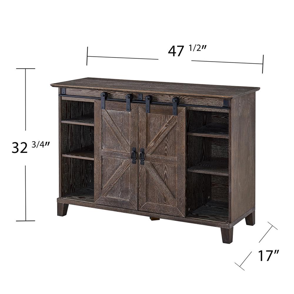 Southern Enterprises Nuami Cerused Burnt Oak Barn Door Tv Stand