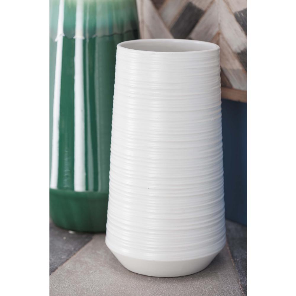 13 in. Vertically Ribbed Ceramic Decorative Vase in Black, White and Gray (Set of 3)87717 The