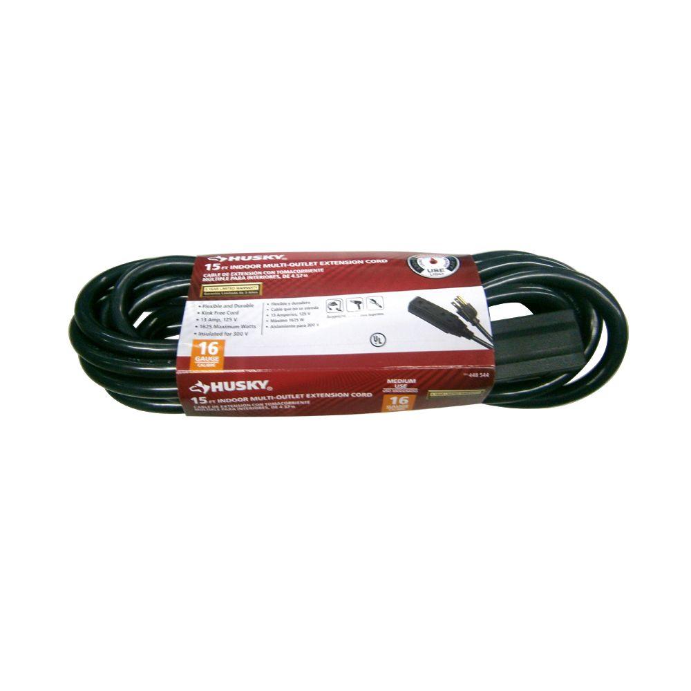 Husky 15 ft. 16/3 3Outlet Extension CordAW62617 The Home Depot