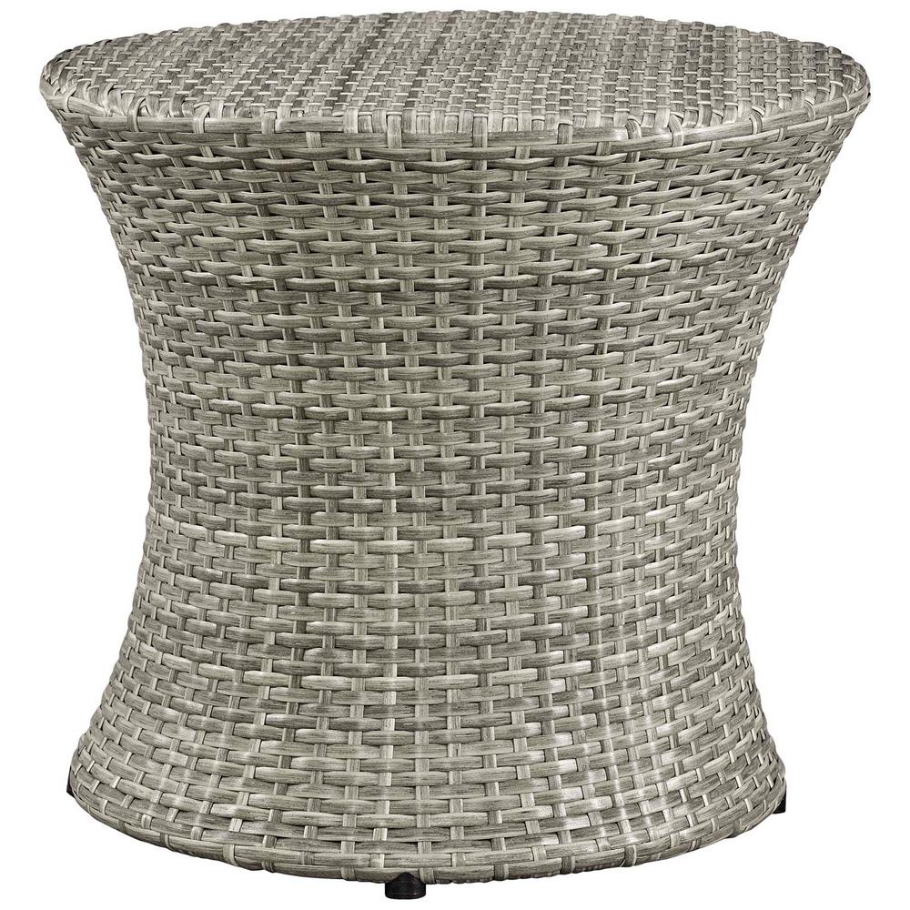 Modway Stage Patio In Light Gray Wicker Outdoor Side Table Eei 2546 Lgr The Home Depot