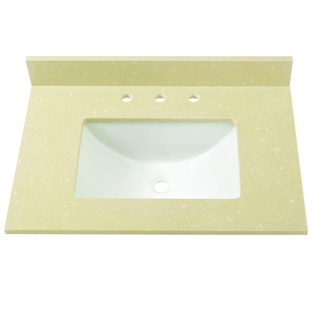 Home Decorators Collection 61 in. W Engineered Marble Single Basin