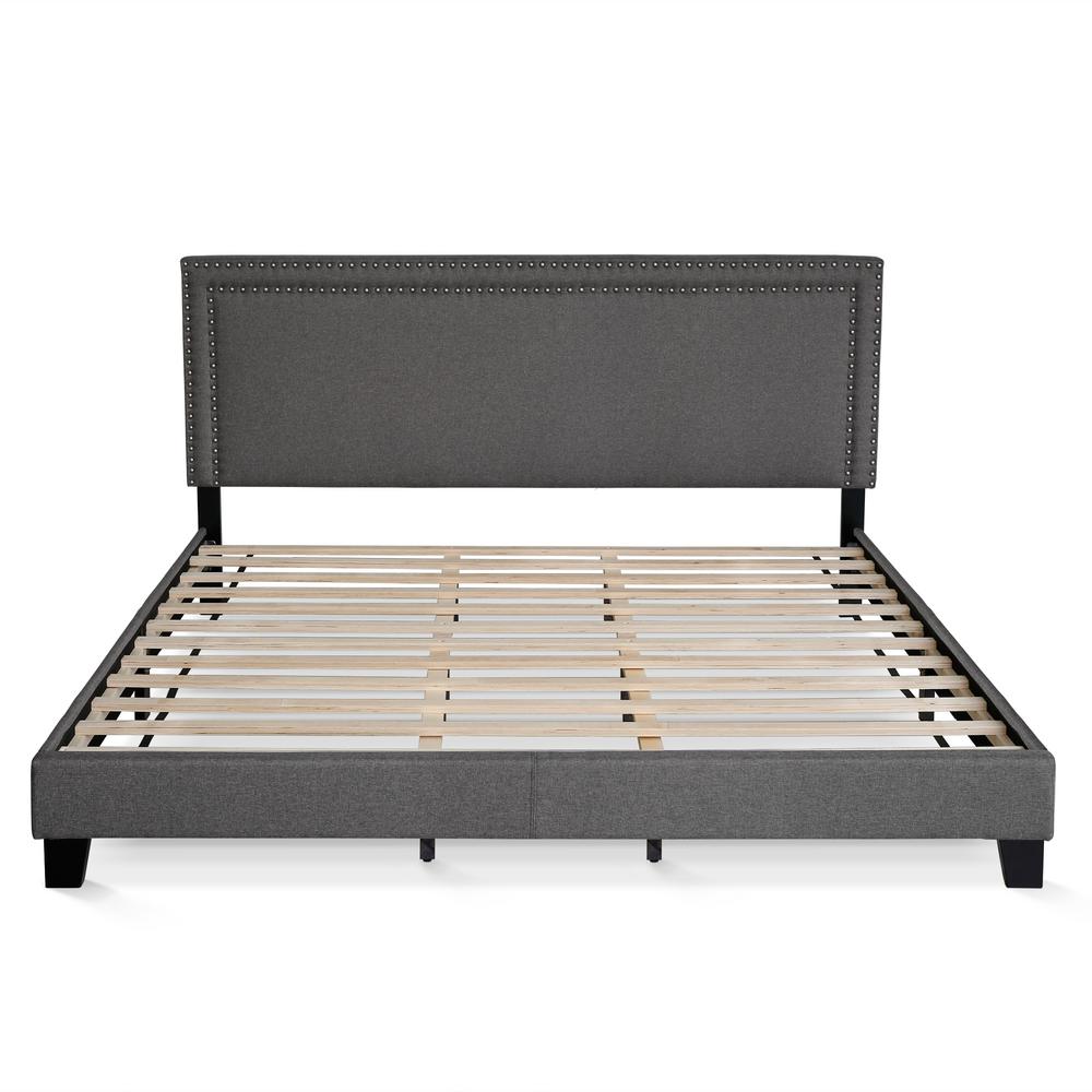 Furinno Laval Stone King Double Row Nail Head Bed Frame-FB17023K-ST ...