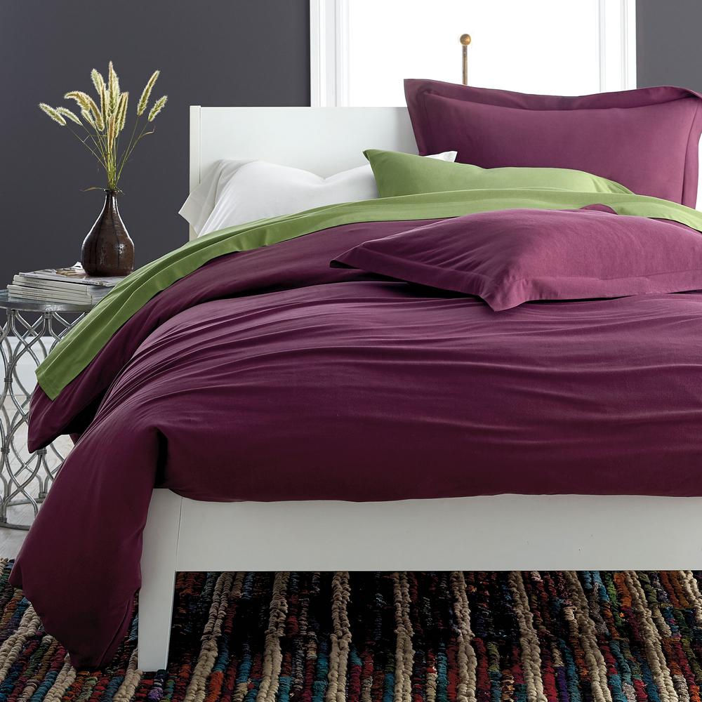 The Company Store Jersey Knit Merlot Solid Cotton Full Duvet Cover