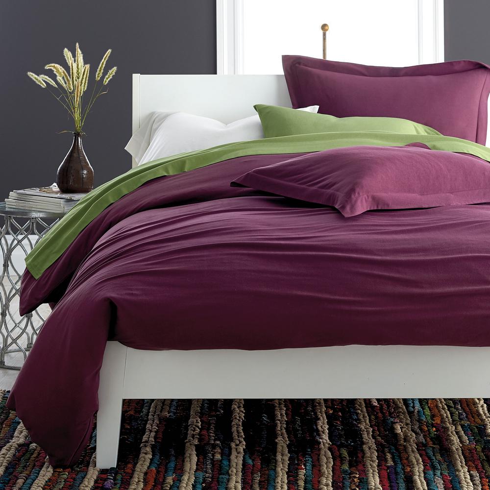 The Company Store Jersey Knit Merlot Solid Cotton Queen Duvet