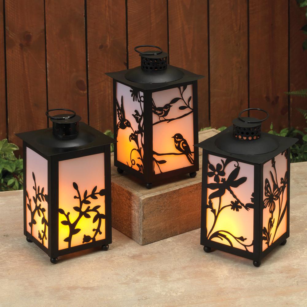 UPC 687293447318 product image for Black Battery Operated Plastic FireGlow Lanterns with Timer Feature (Set of 3),  | upcitemdb.com