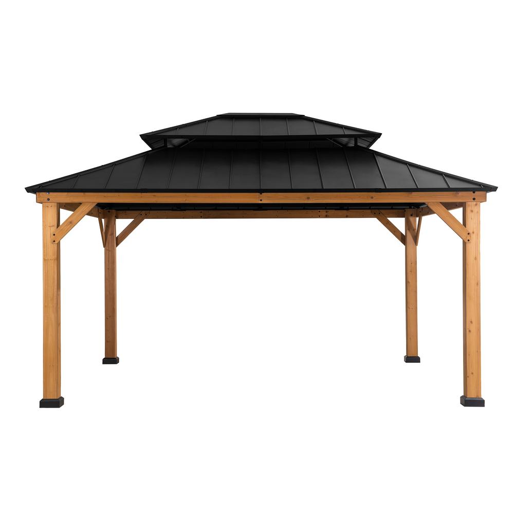 Sunjoy Archwood 12 ft. x 14 ft. Cedar Framed Gazebo with Steel Hardtop