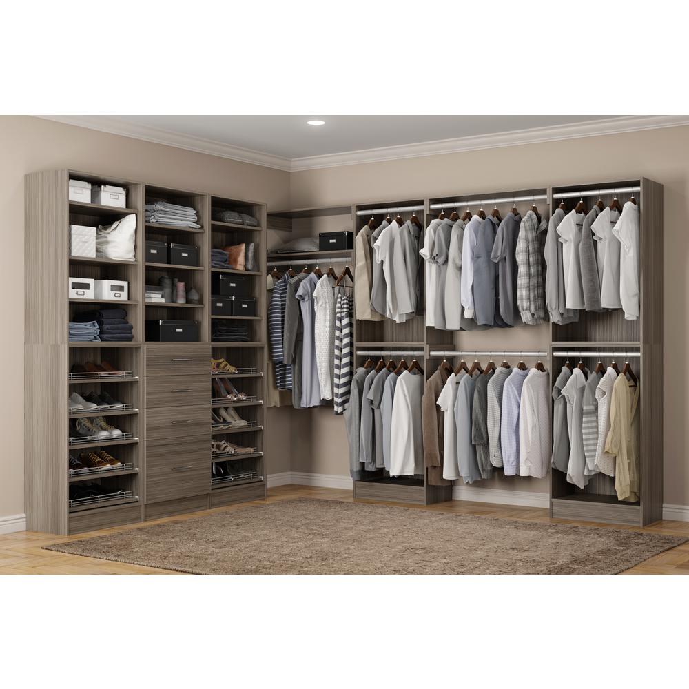 Home Decorators Collection Calabria Walk In 15 in. D x 243 in. W x 84 in. H Platinum Wood Closet