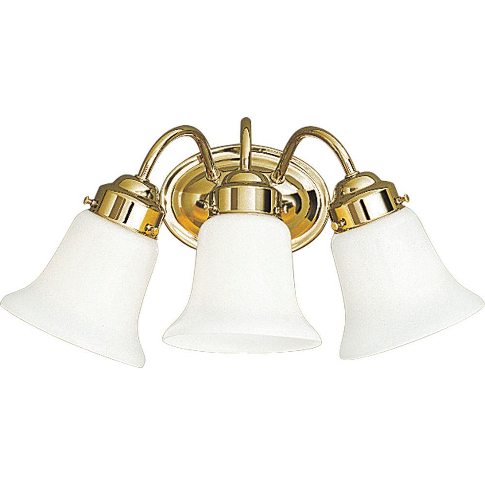 Progress Lighting Opal Glass Collection 3 Light Polished Brass