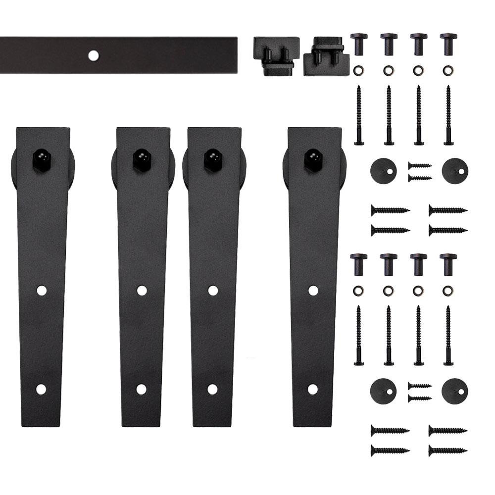 Quiet Glide 5 Ft Black Wedge Mini Sliding Barn Door Hardware Kit