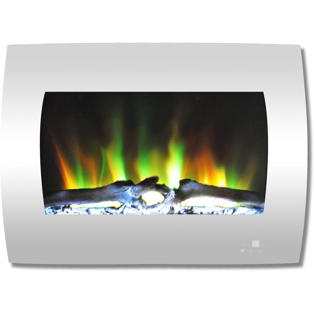 Flame Works With Or Without Heat Wall Mounted Electric Fireplaces 26 In Curved Wall Mount Electric Fireplace