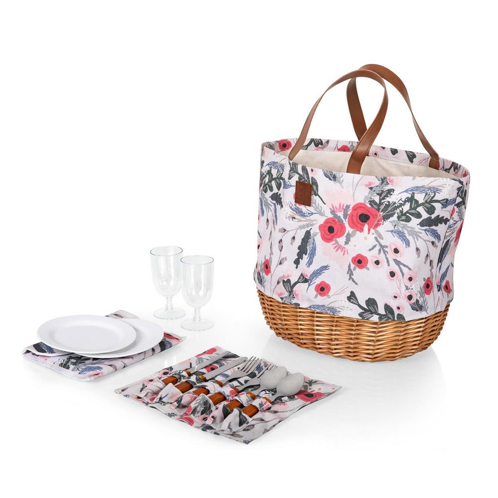 Picnic Time Promenade Floral Picnic Basket 203201520000 The Home Depot