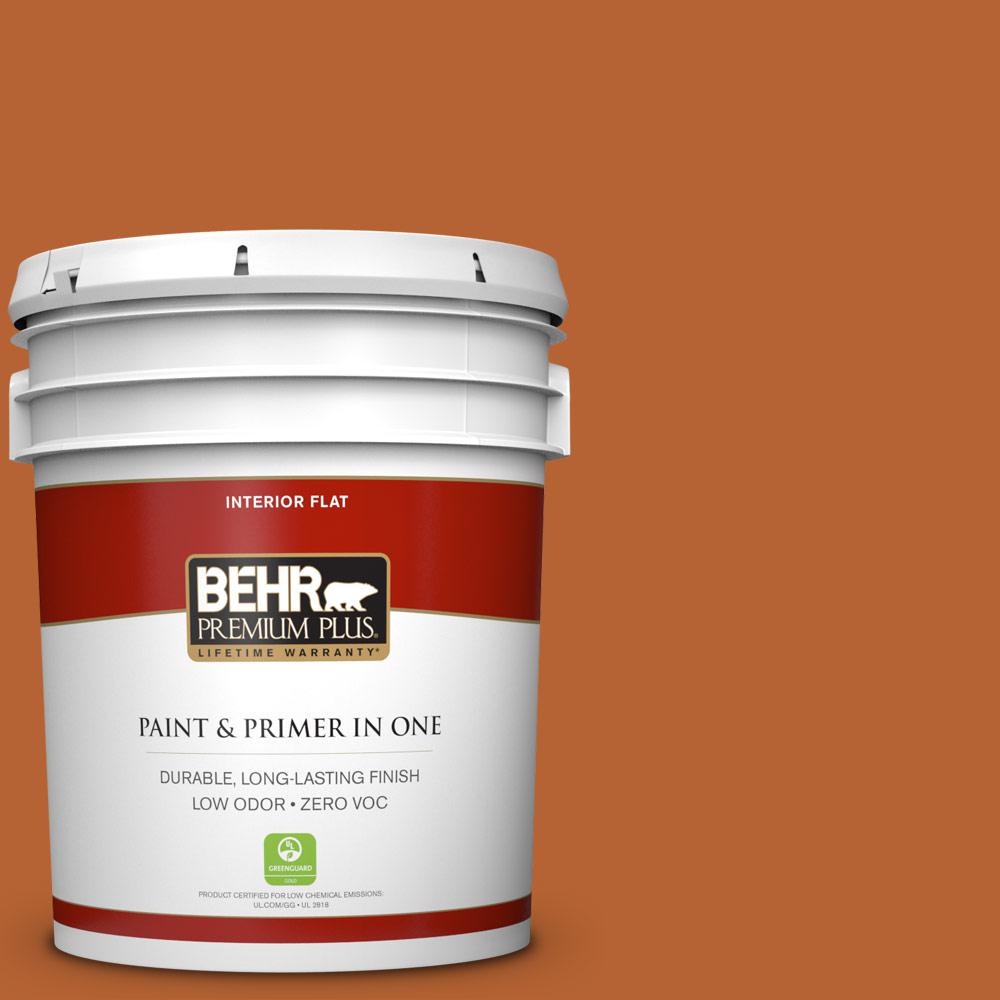 BEHR Premium Plus 5 gal. 250D7 Caramelized Orange Flat Zero VOC