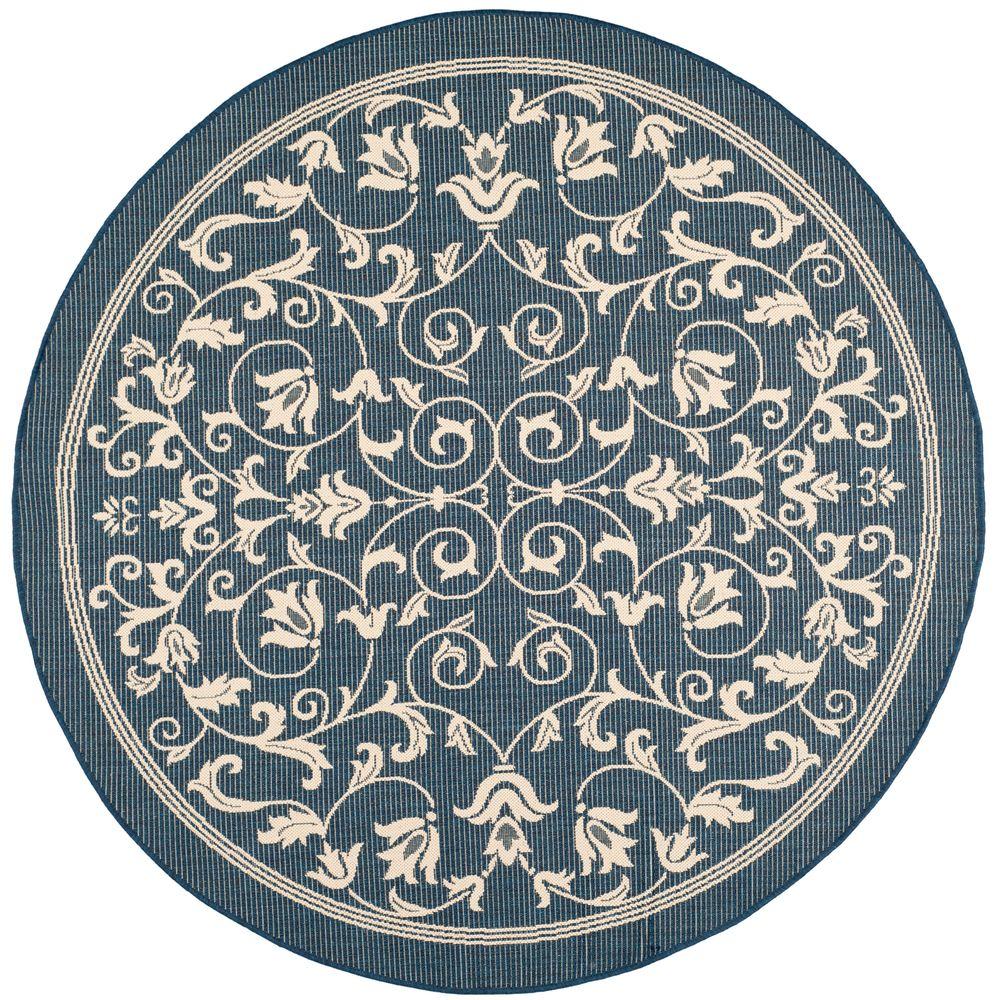navy blue round outdoor rug