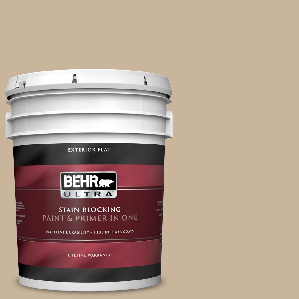 BEHR ULTRA 5 gal. PPU407 Mushroom Bisque Flat Exterior Paint and