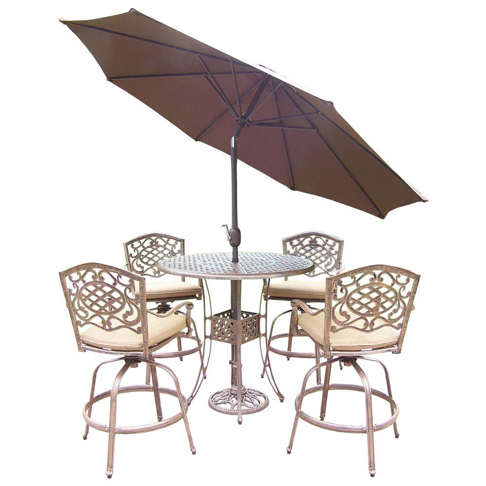 Oakland Living Elite Cast Aluminum 7Piece Round Patio Bar Height