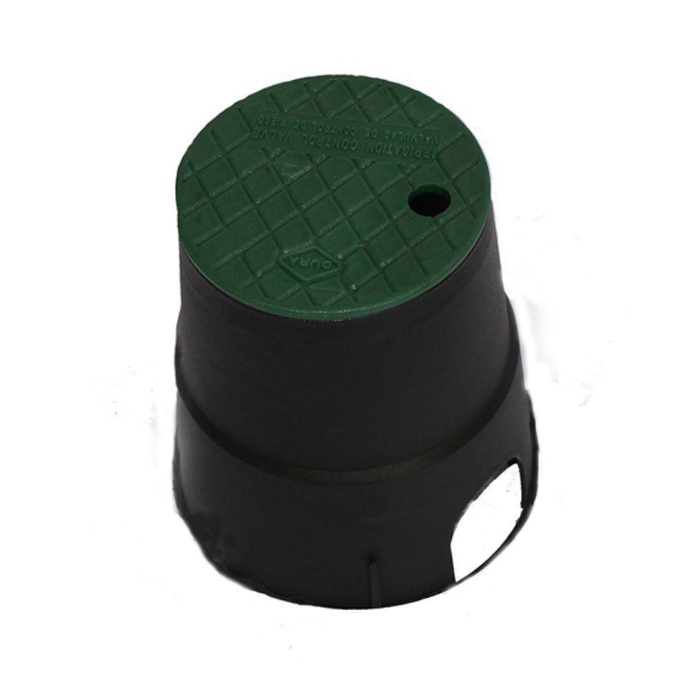 DURA 7 in. Round Valve Box in Black Body Green Lid70 The Home Depot