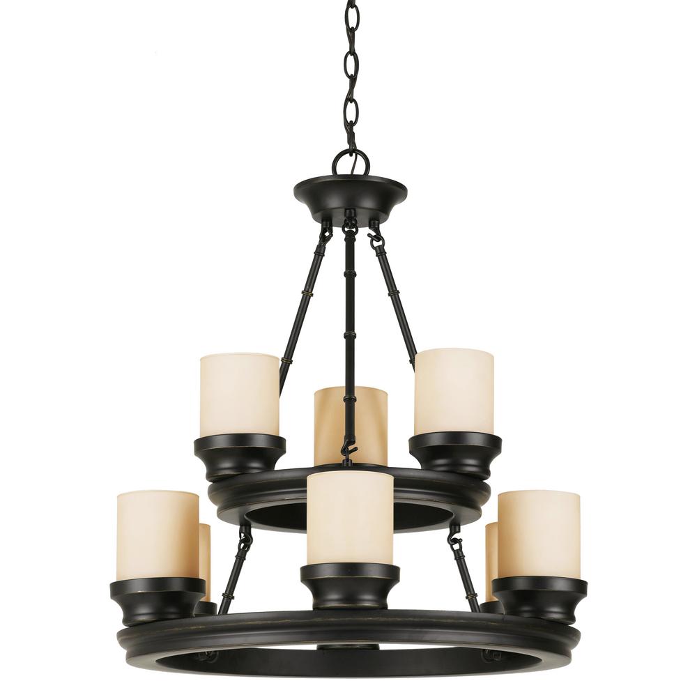 Candle Style Bel Air Lighting Chandeliers The Home Hunters Lodge 9 Light Rubbed Oil Bronze Chandelier With Tea Stained Shade
