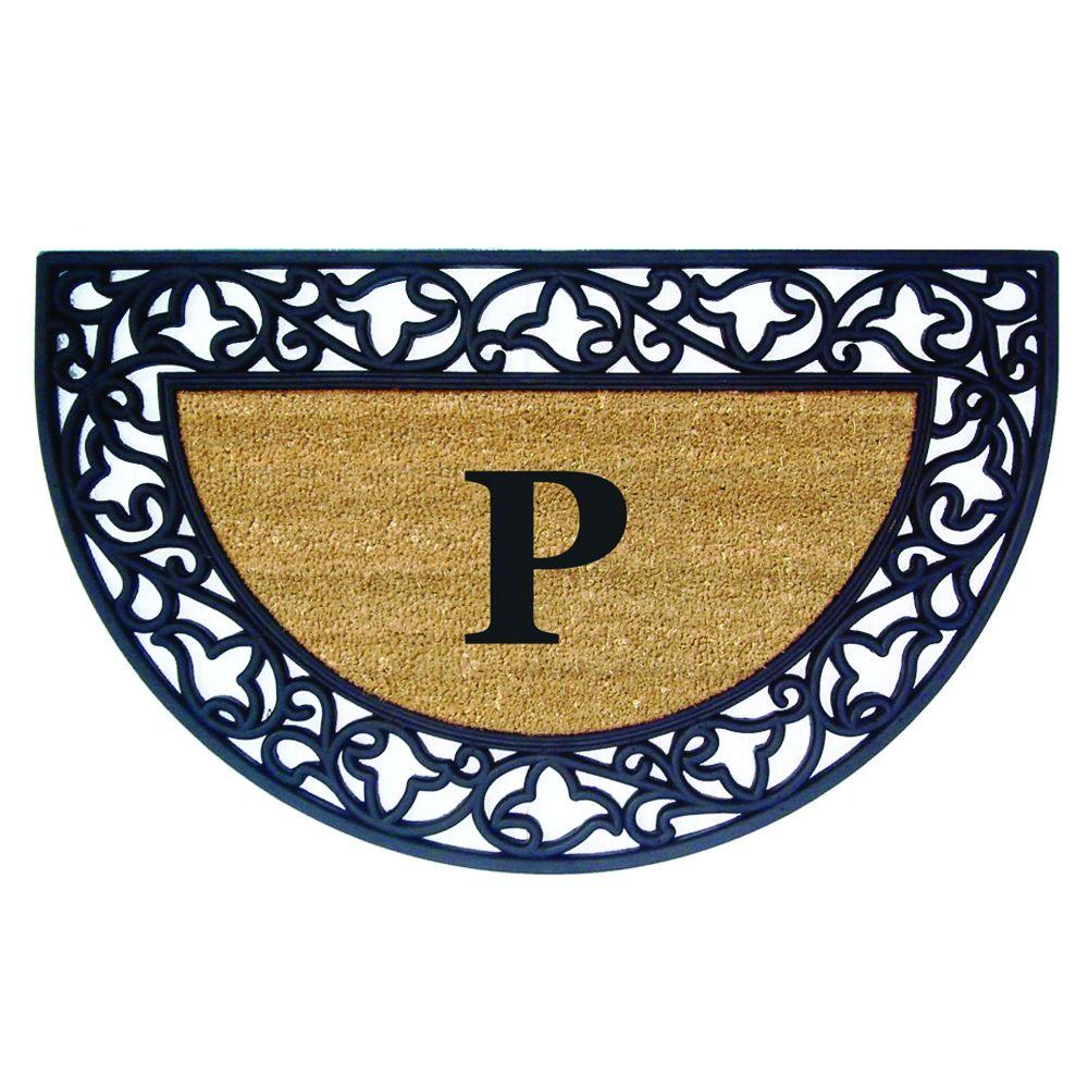 Nedia Home Acanthus Border 22 In X 36 In Rubber Coir Half Round