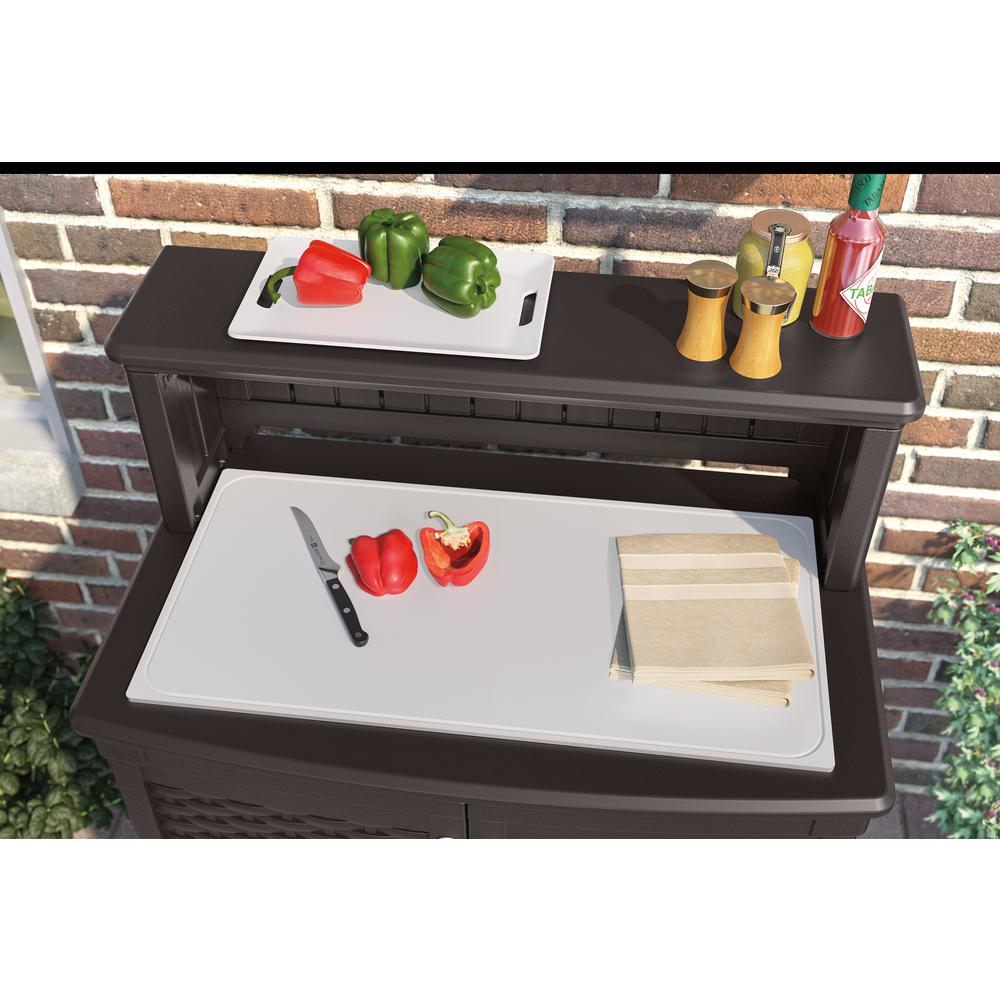 Patio Preparation Table With Storage Wheeled Cart Weather