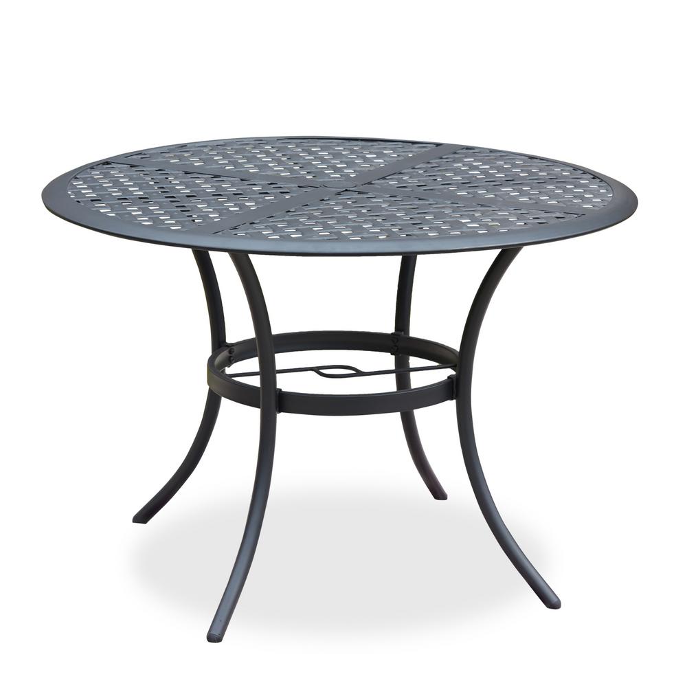 TOP HOME SPACE Black Round Metal Outdoor Dining Table-TP22019 - The