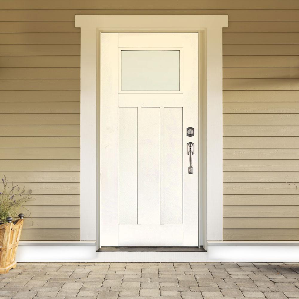 Mp Doors 36 In X 80 In Smooth White Left Hand Inswing Lowe Classic Craftsman Finished Fiberglass Prehung Front Door