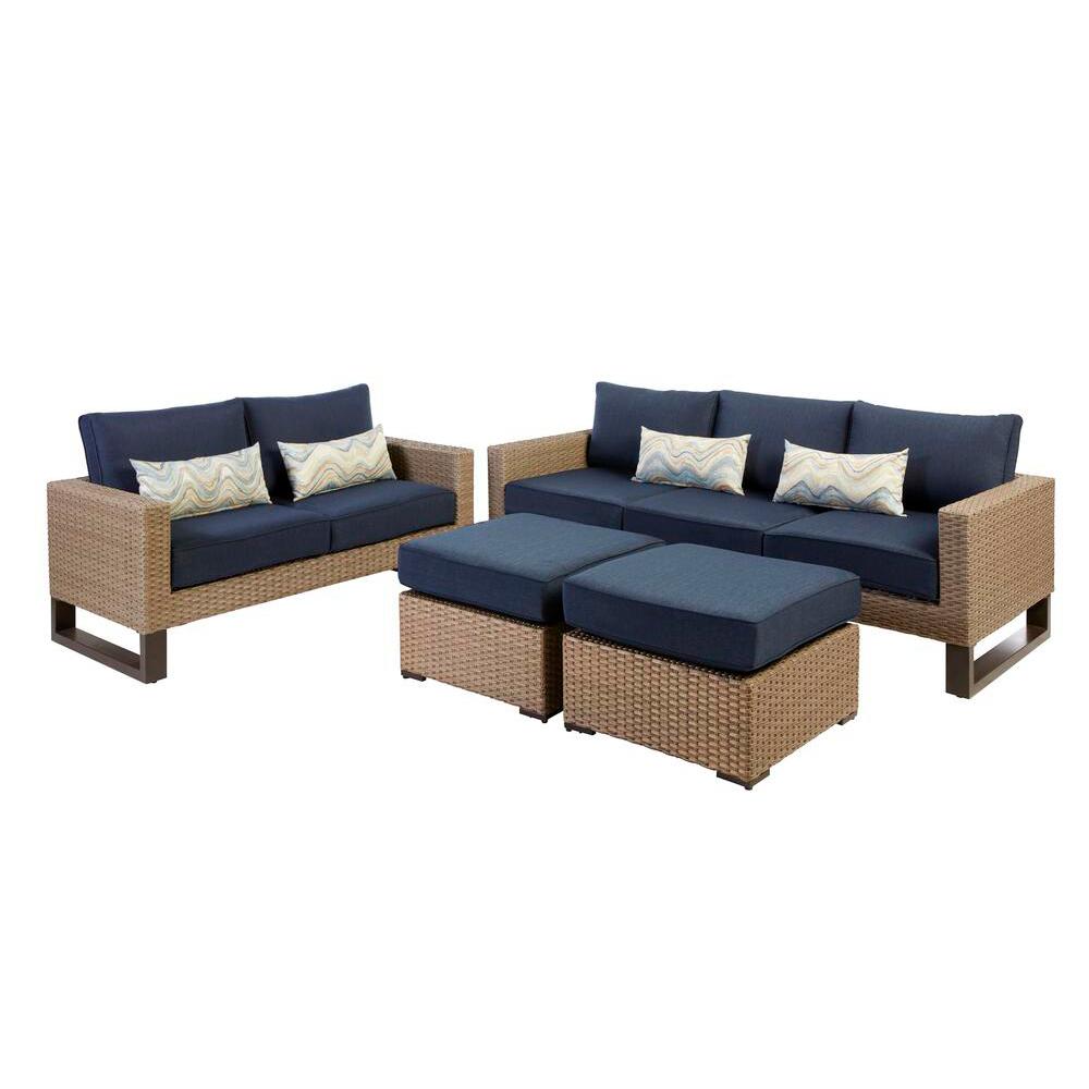 Hampton Bay Park Heights 4Piece Wicker Outdoor Patio Sectional with