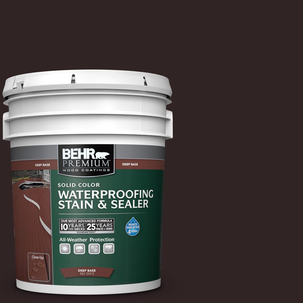 BEHR Premium 5 gal. #SC-104 Cordovan Brown Solid Waterproofing Exterior ...